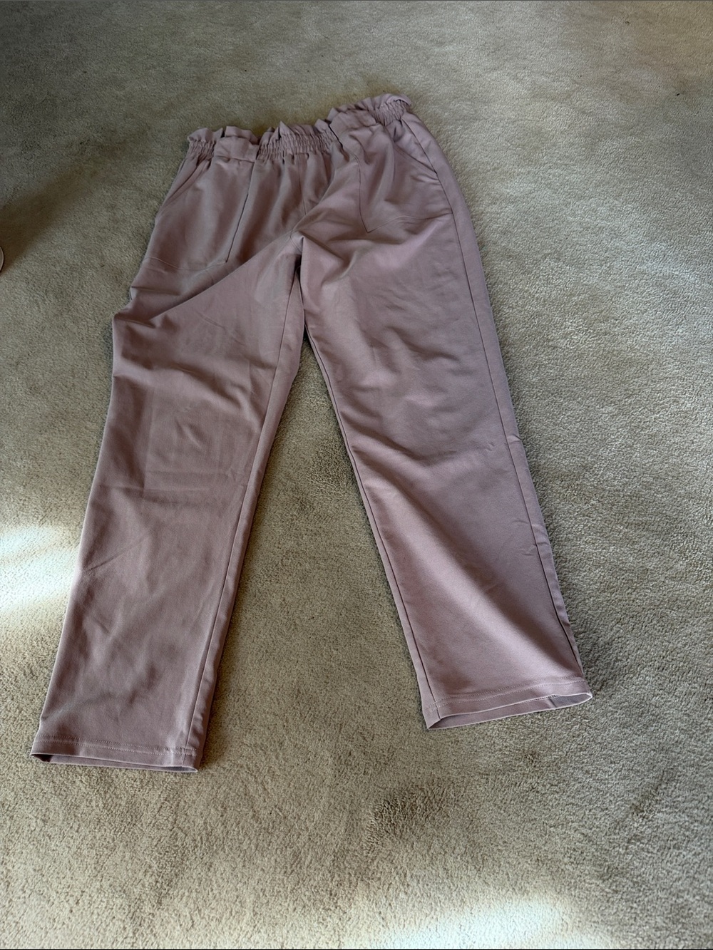 Women’s Elastic-Waist Straight-Leg Pants in Dusty Rose